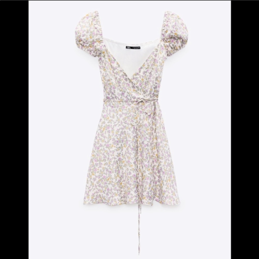 Zara satin effect print dress LARGE